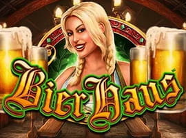 Zu sehen ist das Logo des Spielautomaten mit einer vollbusigen Kellnerin im Dirndl. 